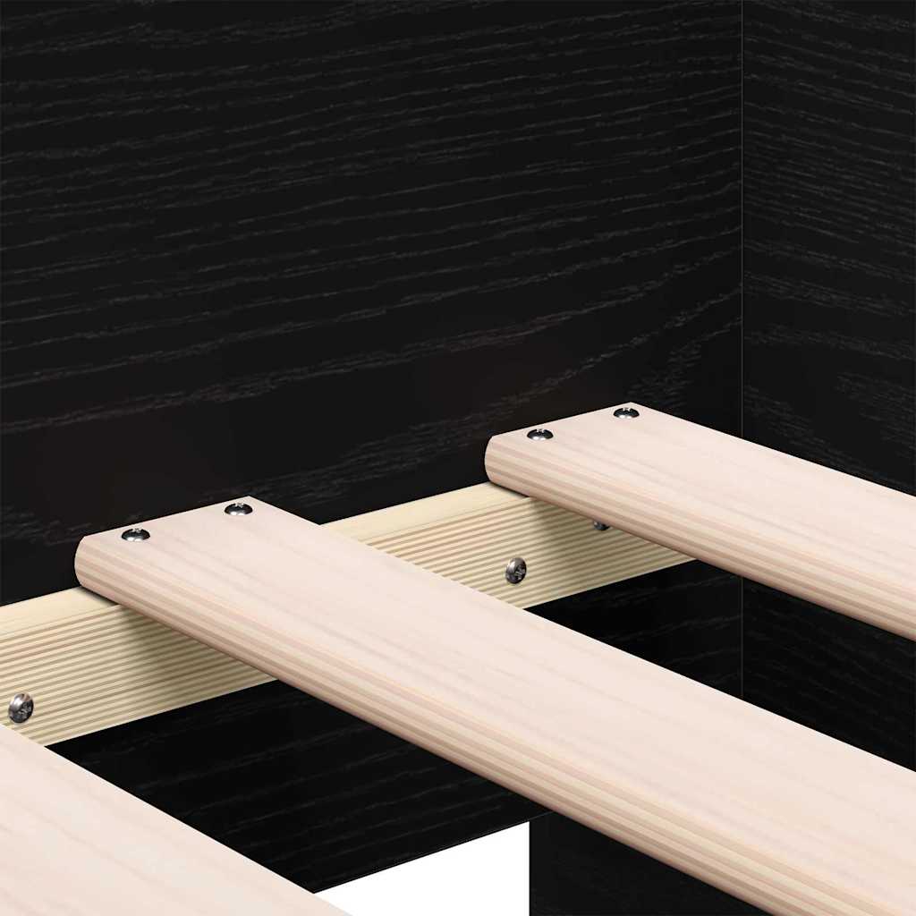 Daybed Frame with Drawers Black oak 75 x 190 cm Engineered wood