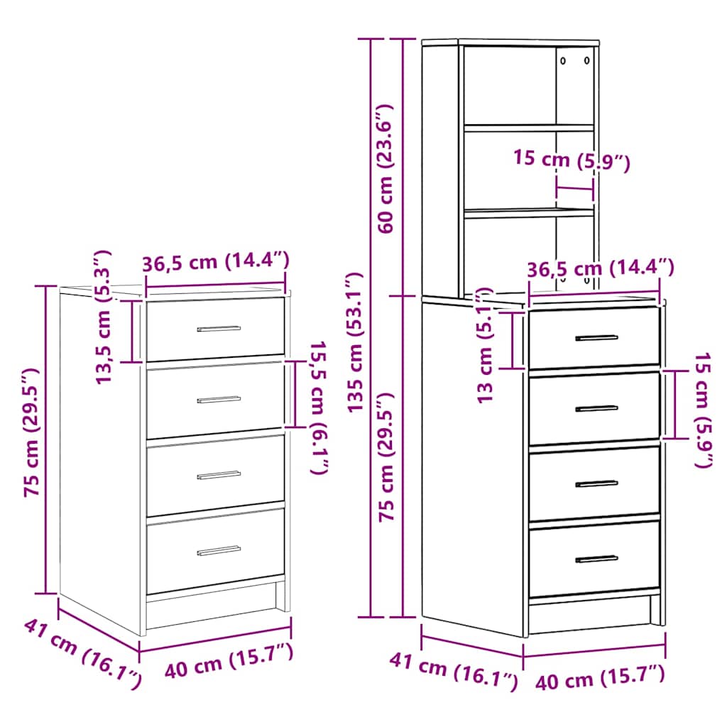 Dressing Table 3 Pcs 40 X 41 X 135 Cm Engineered Wood