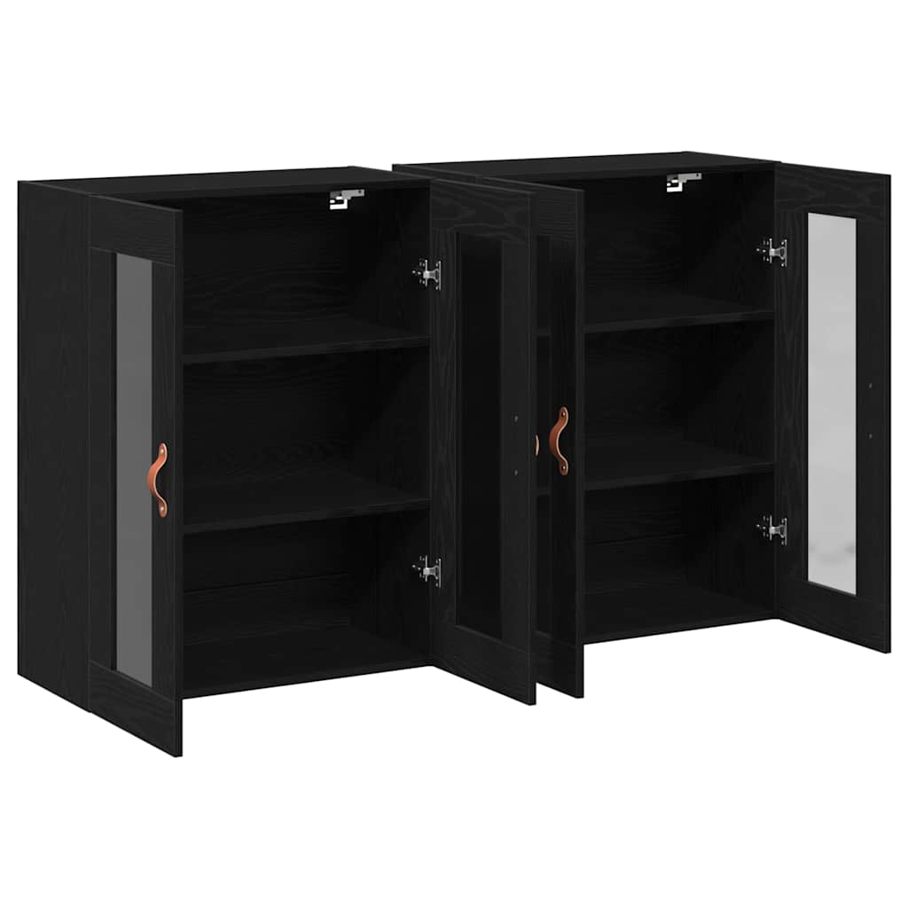 Wall Mounted Cabinets 2 pcs Black oak 69.5 x 34 x 90 cm