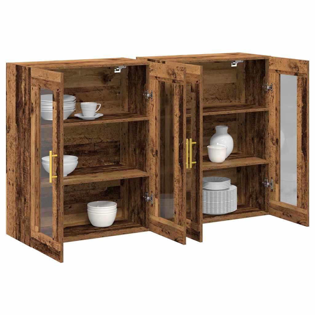 Wall Mounted Cabinets 2 pcs Old wood 69.5 x 34 x 90 cm