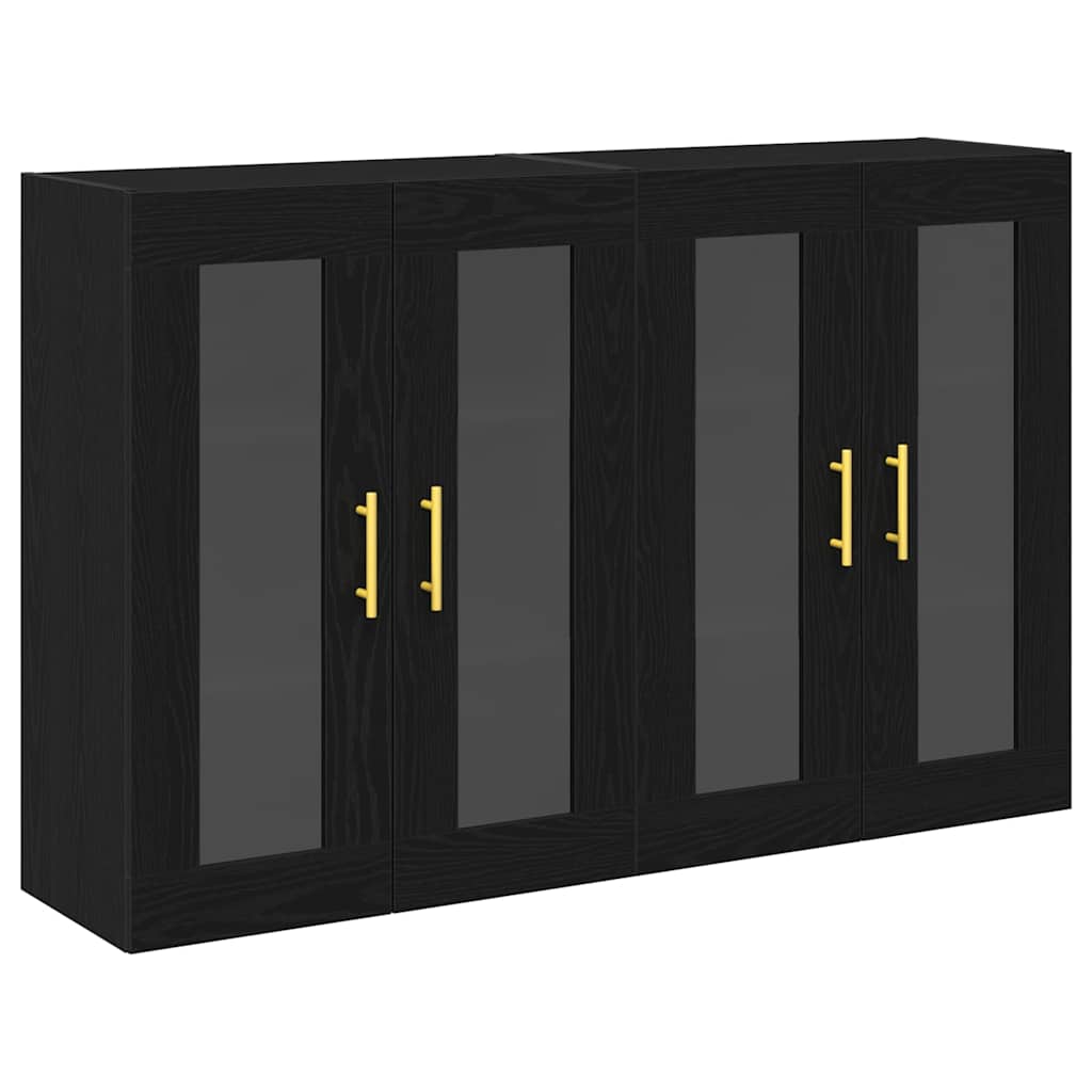 Wall Mounted Cabinets 2 pcs Black oak 69.5 x 34 x 90 cm