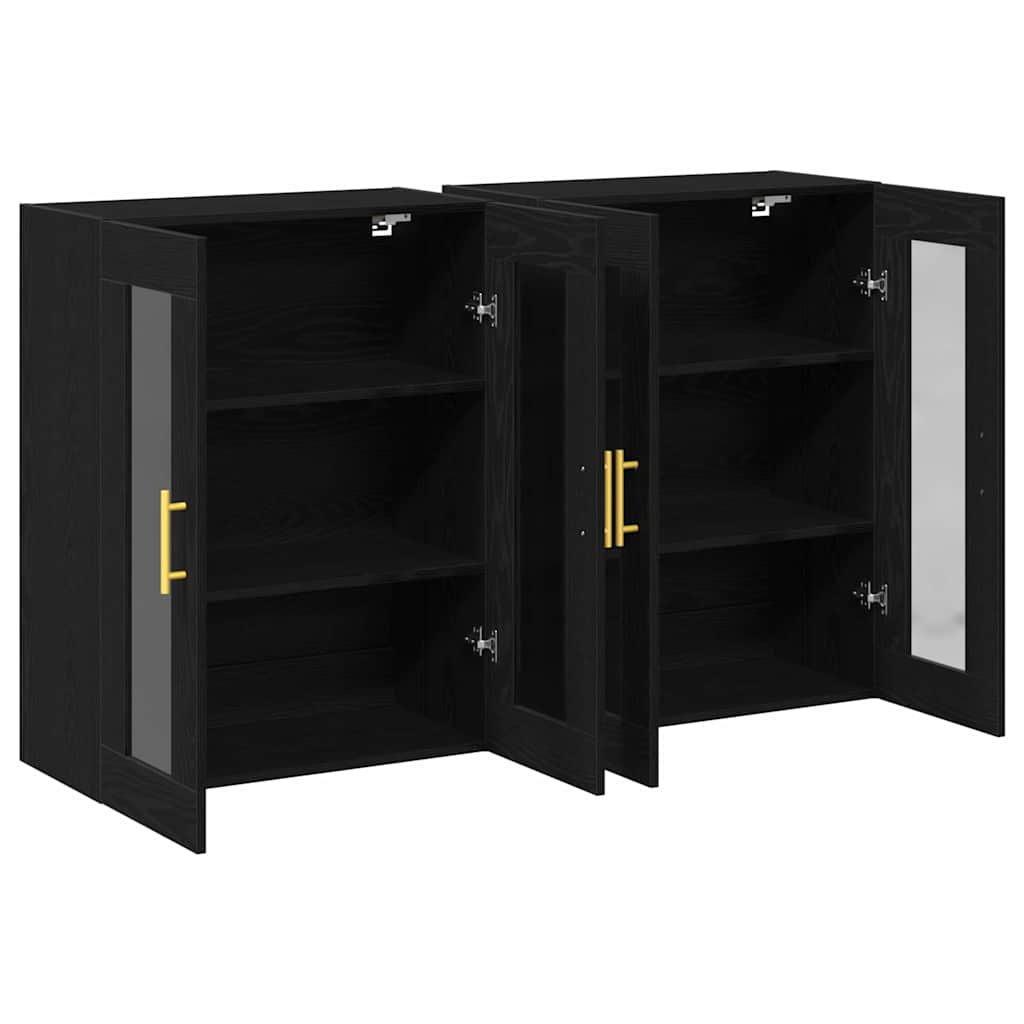 Wall Mounted Cabinets 2 pcs Black oak 69.5 x 34 x 90 cm