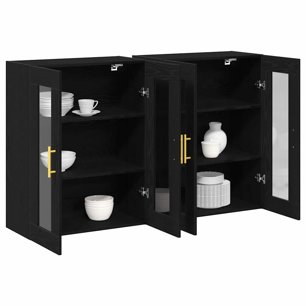 Wall Mounted Cabinets 2 pcs Black oak 69.5 x 34 x 90 cm