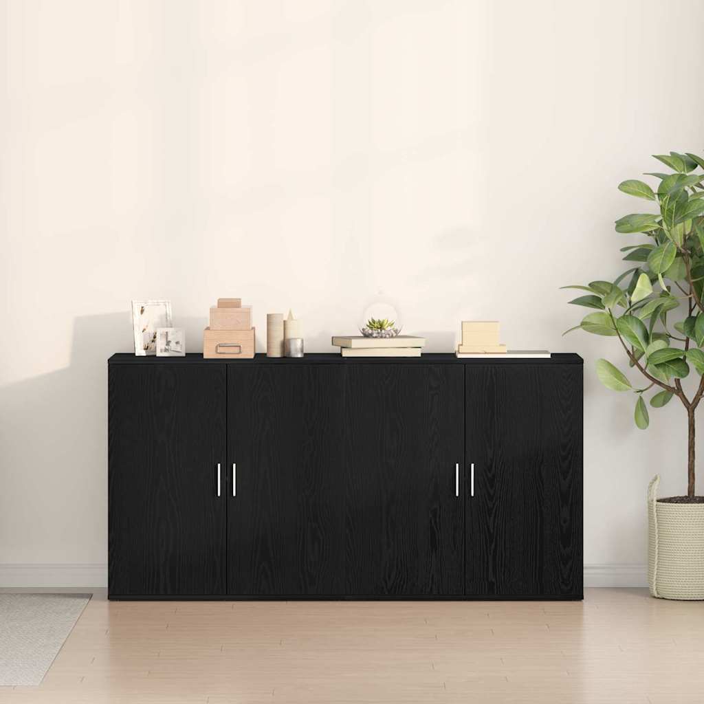 Sideboards 2 pcs Black oak 79 x 38 x 80 cm Engineered wood