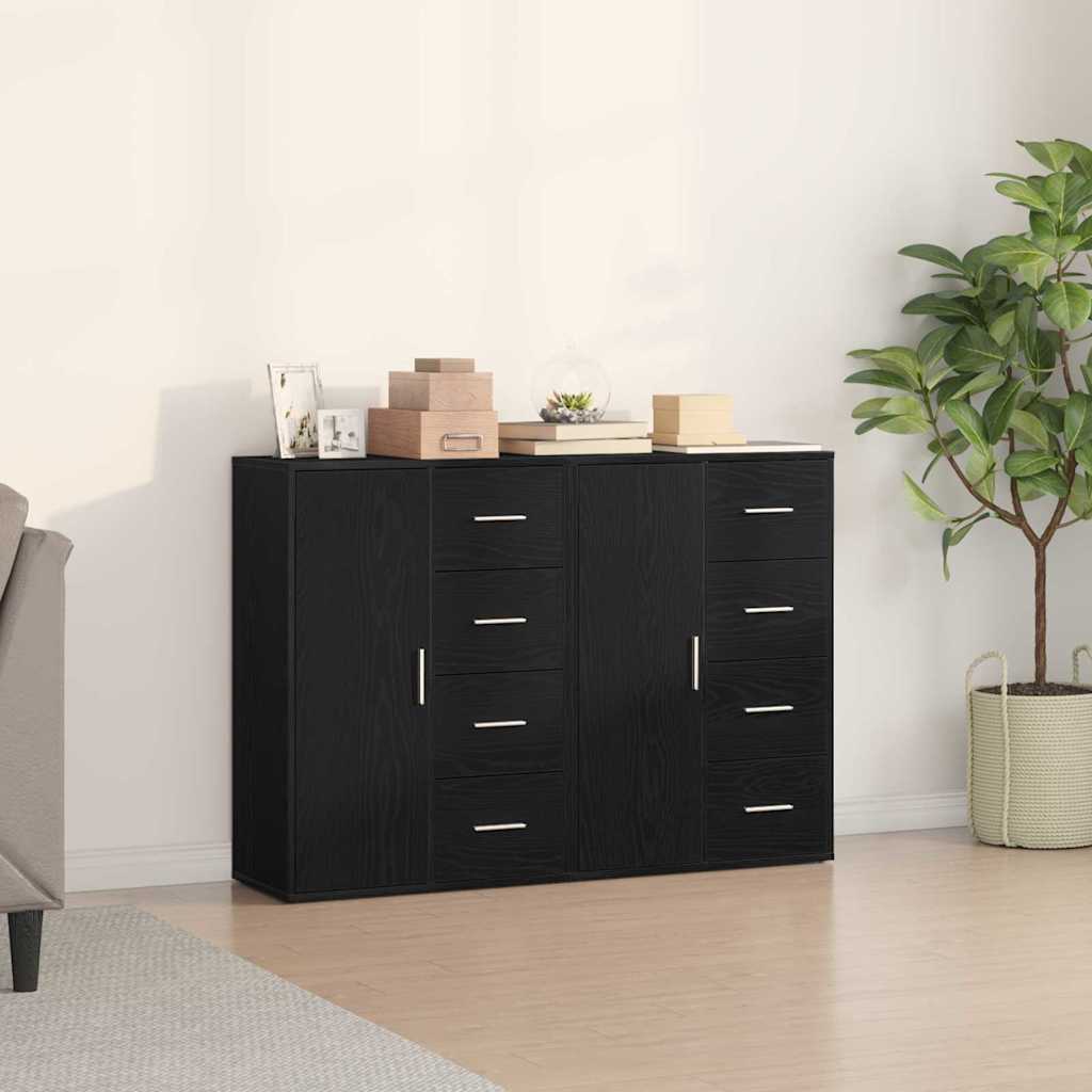 Sideboards 2 pcs Black oak 60 x 31 x 84 cm Engineered wood