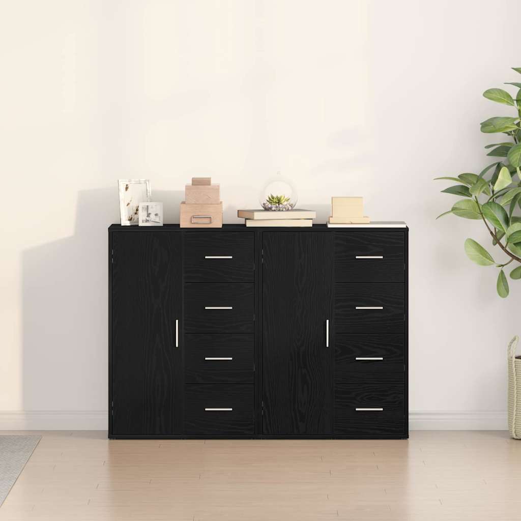 Sideboards 2 pcs Black oak 60 x 31 x 84 cm Engineered wood