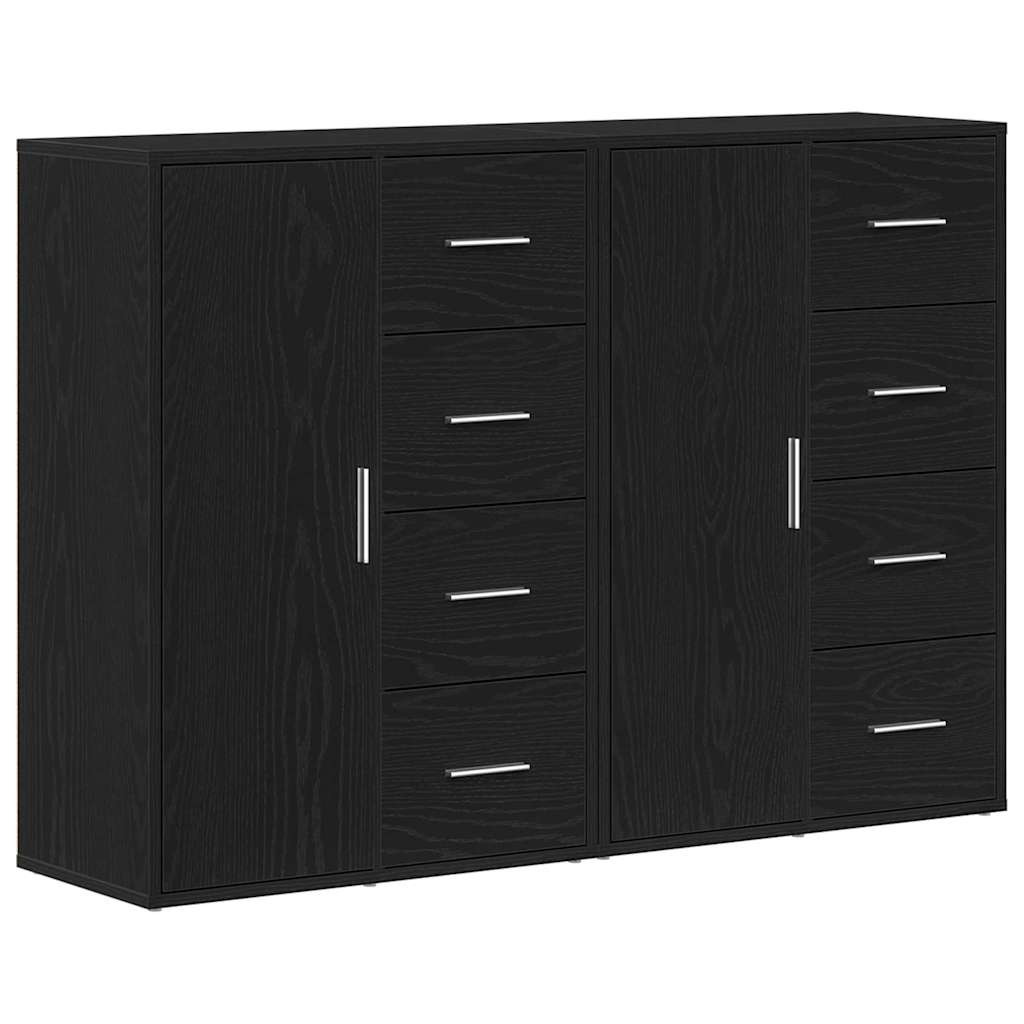 Sideboards 2 pcs Black oak 60 x 31 x 84 cm Engineered wood