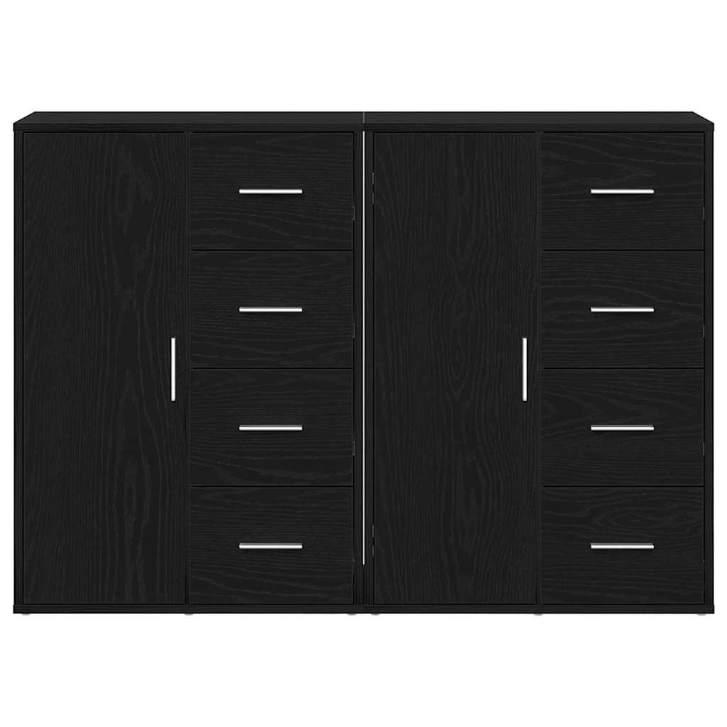 Sideboards 2 pcs Black oak 60 x 31 x 84 cm Engineered wood