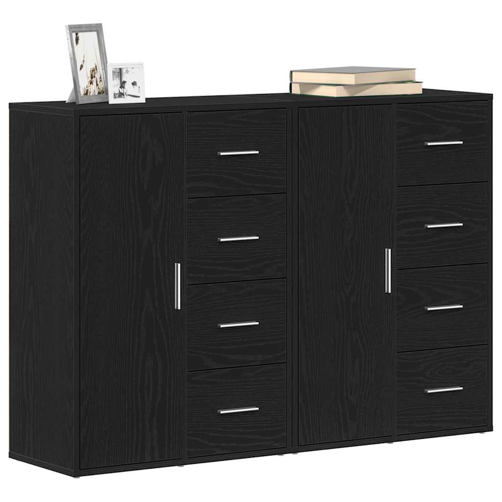 Sideboards 2 pcs Black oak 60 x 31 x 84 cm Engineered wood