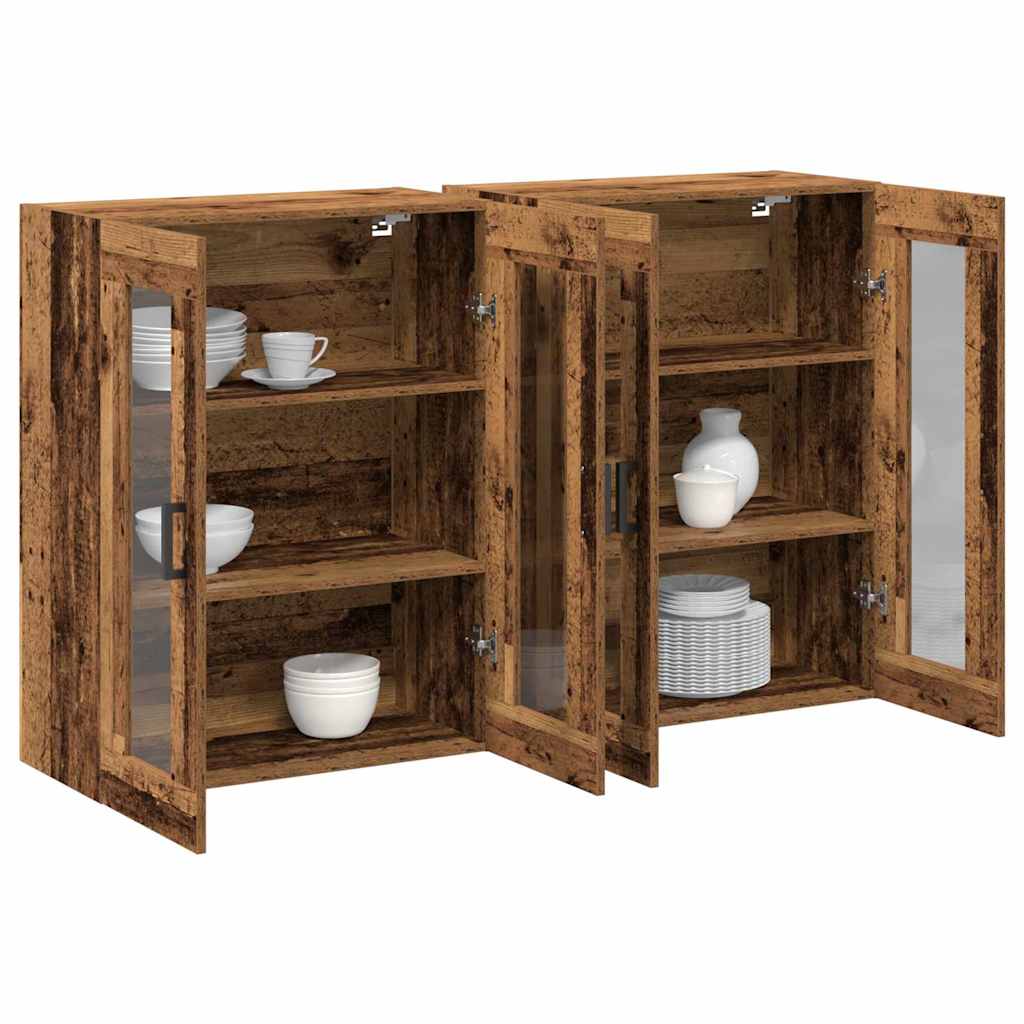 Wall Mounted Cabinets 2 pcs Old wood 69.5 x 34 x 90 cm