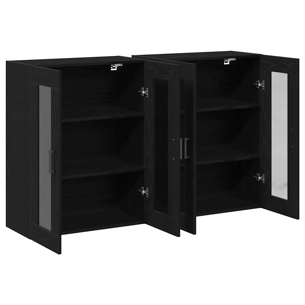 Wall Mounted Cabinets 2 pcs Black oak 69.5 x 34 x 90 cm