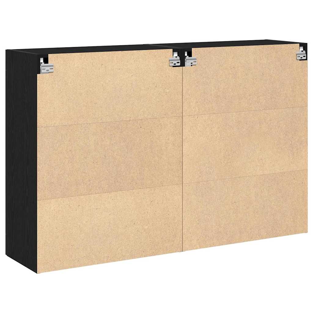 Wall Mounted Cabinets 2 pcs Black oak 69.5 x 34 x 90 cm