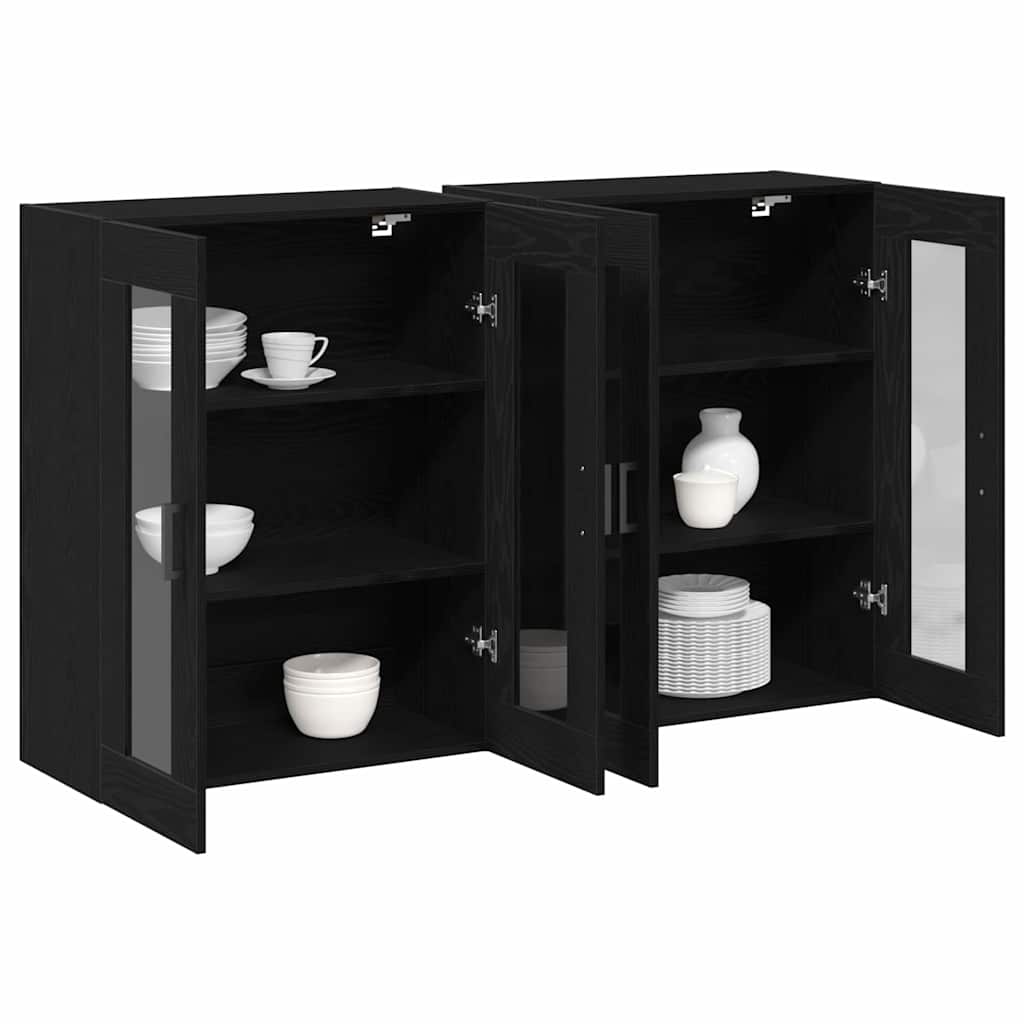 Wall Mounted Cabinets 2 pcs Black oak 69.5 x 34 x 90 cm