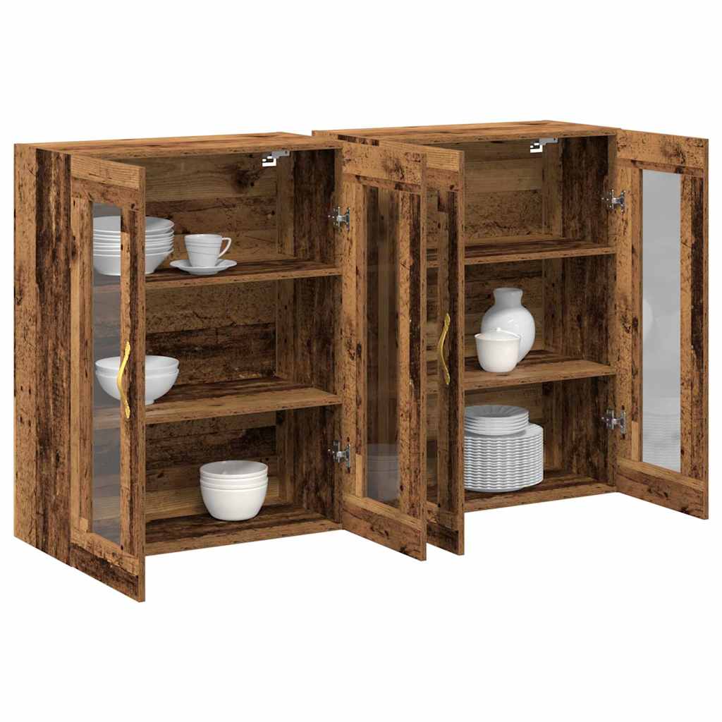 Wall Mounted Cabinets 2 pcs Old wood 69.5 x 34 x 90 cm