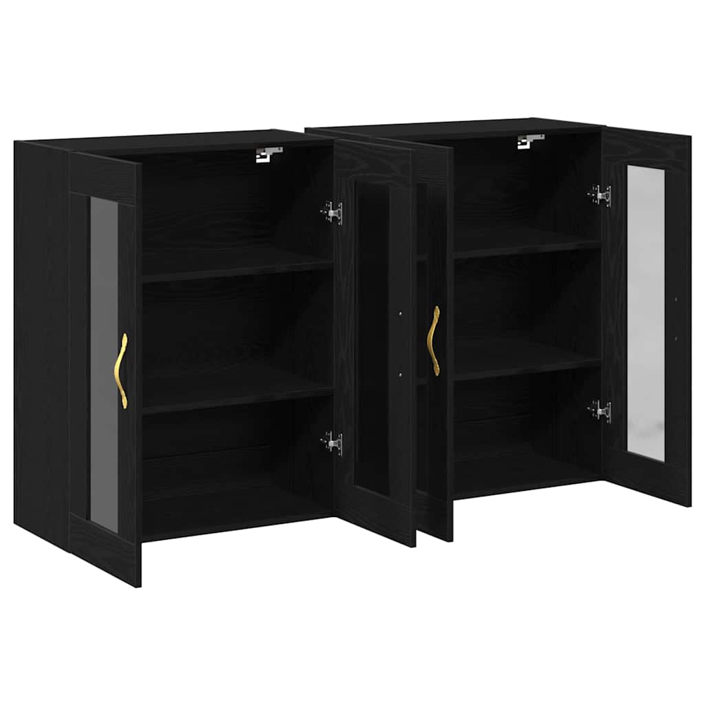 Wall Mounted Cabinets 2 pcs Black oak 69.5 x 34 x 90 cm