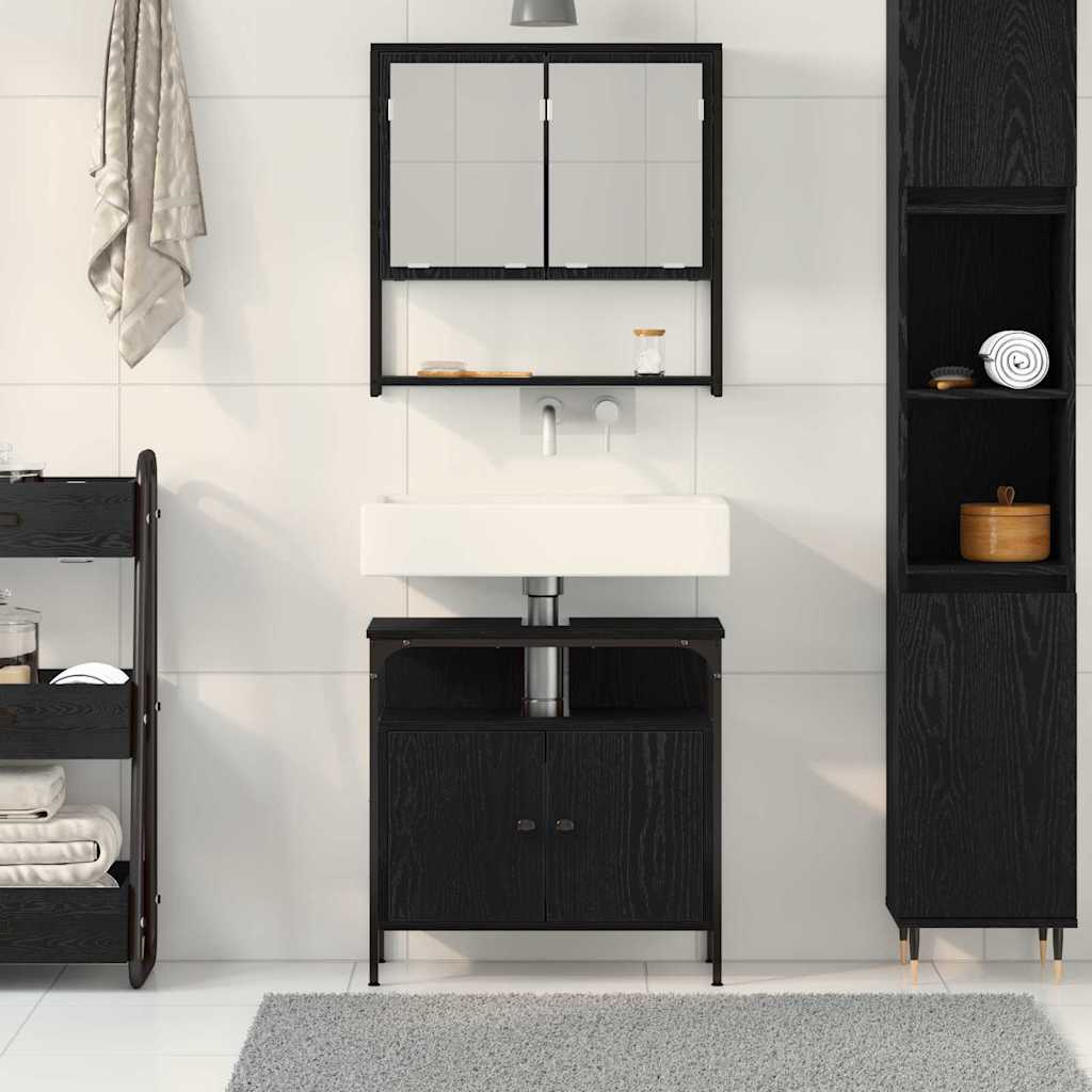 Bathroom Furniture Set with Storage 2 pcs Black 60 x 30 x 60 cm