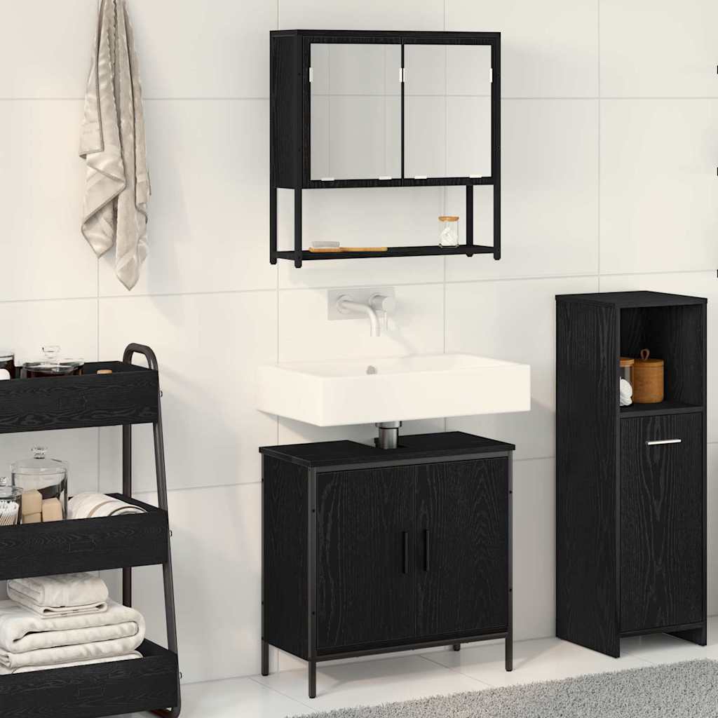 Bathroom Furniture Set with Storage 2 pcs Black 60 x 30 x 60 cm