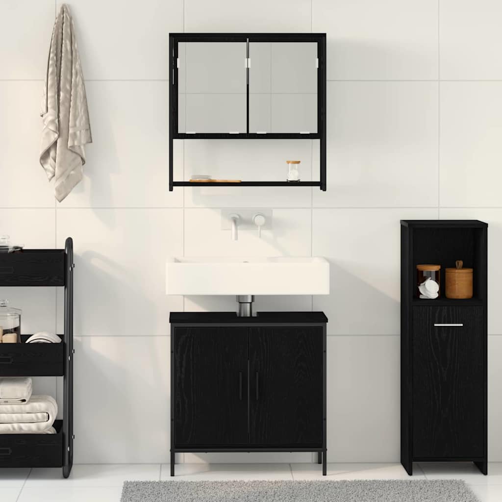 Bathroom Furniture Set with Storage 2 pcs Black 60 x 30 x 60 cm