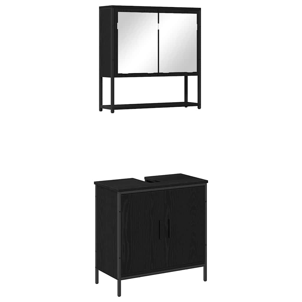 Bathroom Furniture Set with Storage 2 pcs Black 60 x 30 x 60 cm