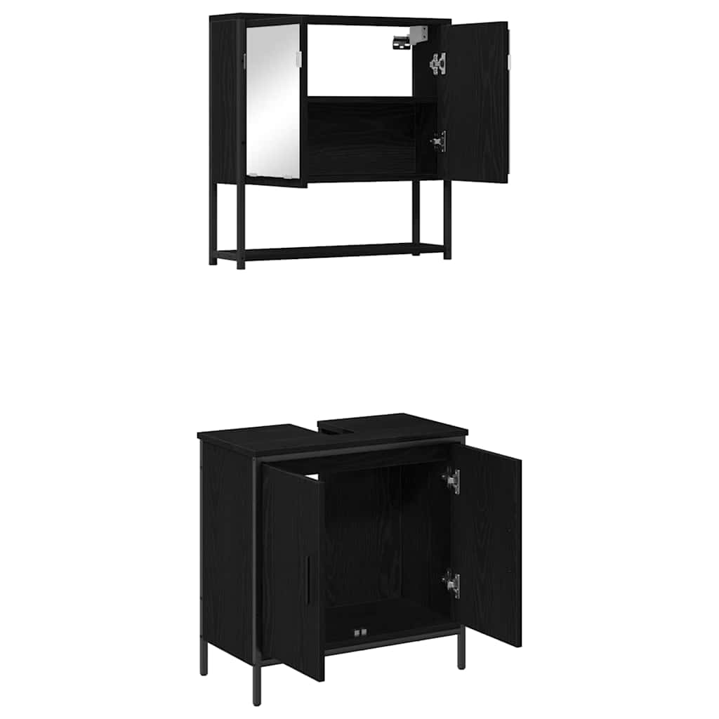 Bathroom Furniture Set with Storage 2 pcs Black 60 x 30 x 60 cm