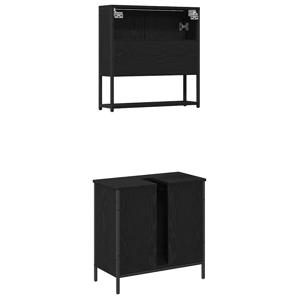Bathroom Furniture Set with Storage 2 pcs Black 60 x 30 x 60 cm