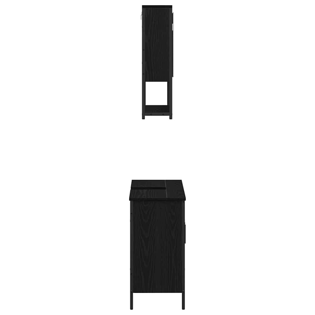 Bathroom Furniture Set with Storage 2 pcs Black 60 x 30 x 60 cm