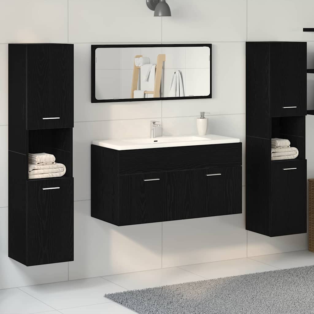 Bathroom Furniture Set 4 pcs Black Oak 41 x 38.5 x 46 cm