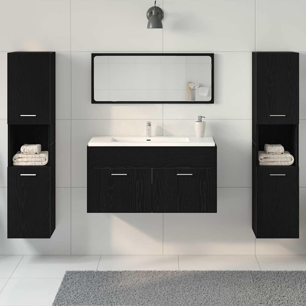 Bathroom Furniture Set 4 pcs Black Oak 41 x 38.5 x 46 cm