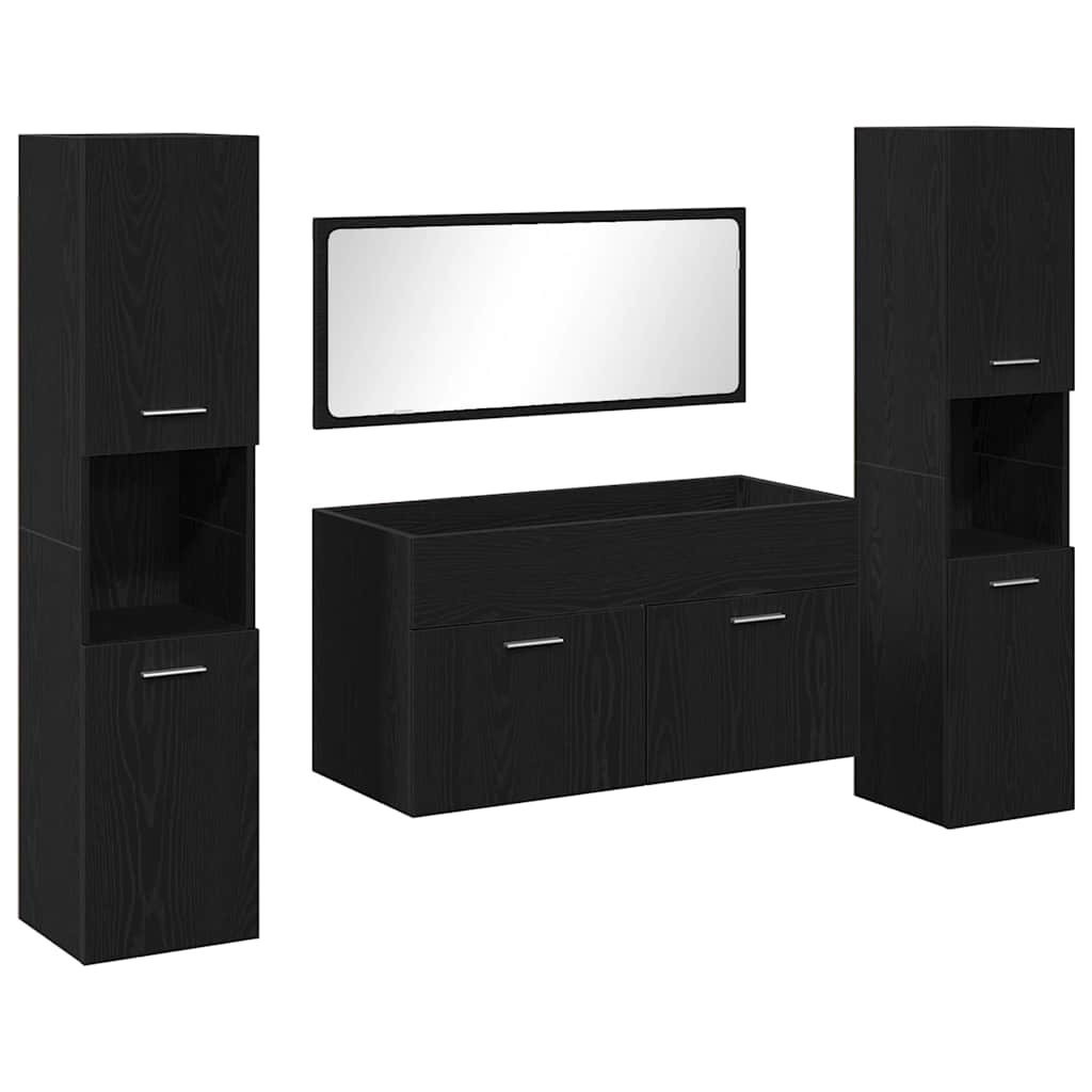 Bathroom Furniture Set 4 pcs Black Oak 41 x 38.5 x 46 cm