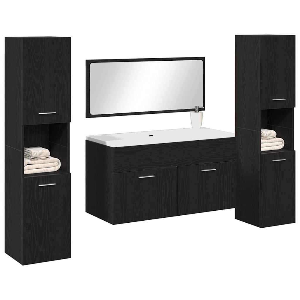 Bathroom Furniture Set 4 pcs Black Oak 41 x 38.5 x 46 cm