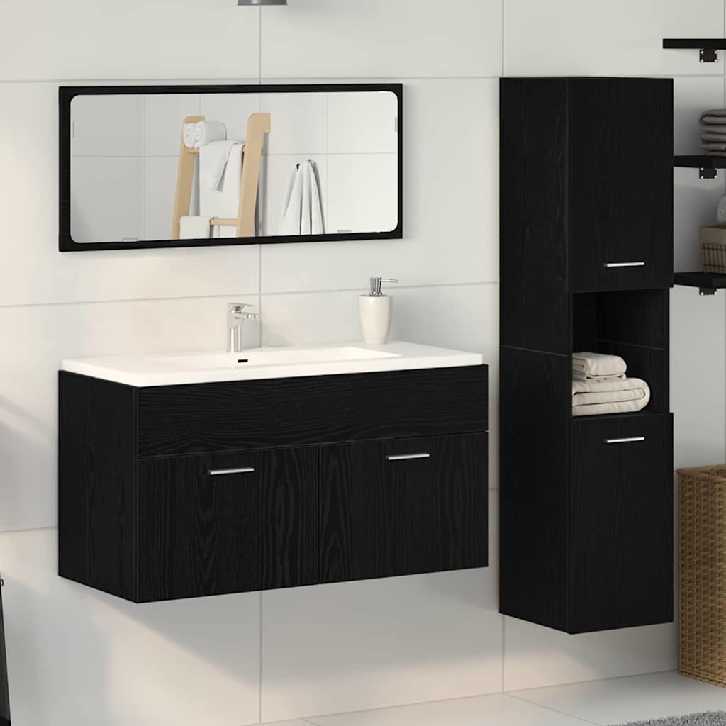 Bathroom Furniture Set 3 pcs Black Oak 60 x 38.5 x 46 cm