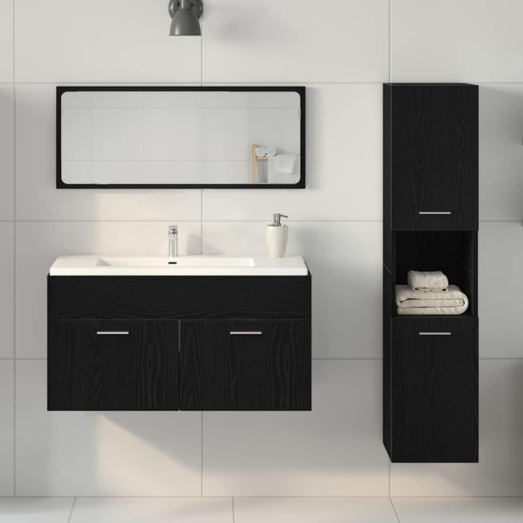 Bathroom Furniture Set 3 pcs Black Oak 60 x 38.5 x 46 cm