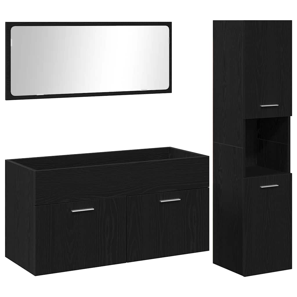 Bathroom Furniture Set 3 pcs Black Oak 60 x 38.5 x 46 cm