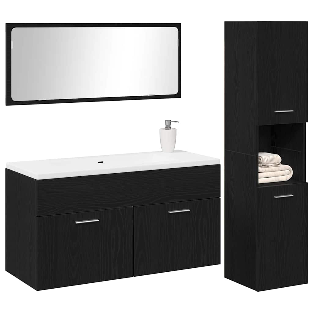 Bathroom Furniture Set 3 pcs Black Oak 60 x 38.5 x 46 cm