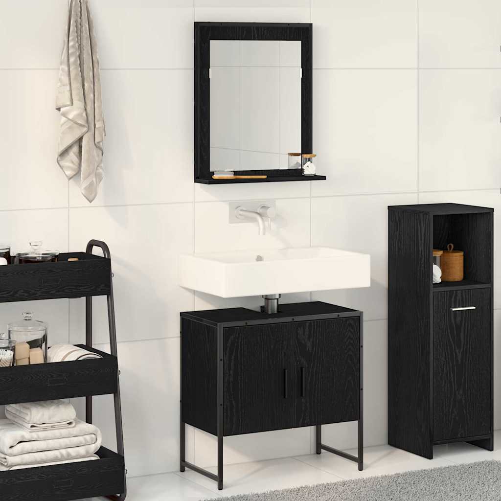 Bathroom Furniture Set with Storage 2 pcs Black 60 x 33 x 60 cm