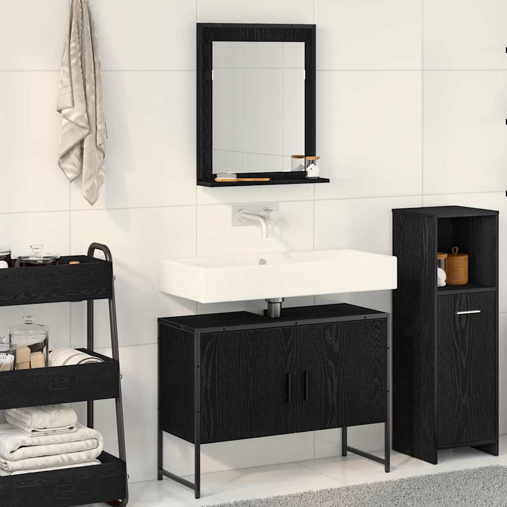 Bathroom Furniture Set with Storage 2 pcs Black 80 x 33 x 60 cm