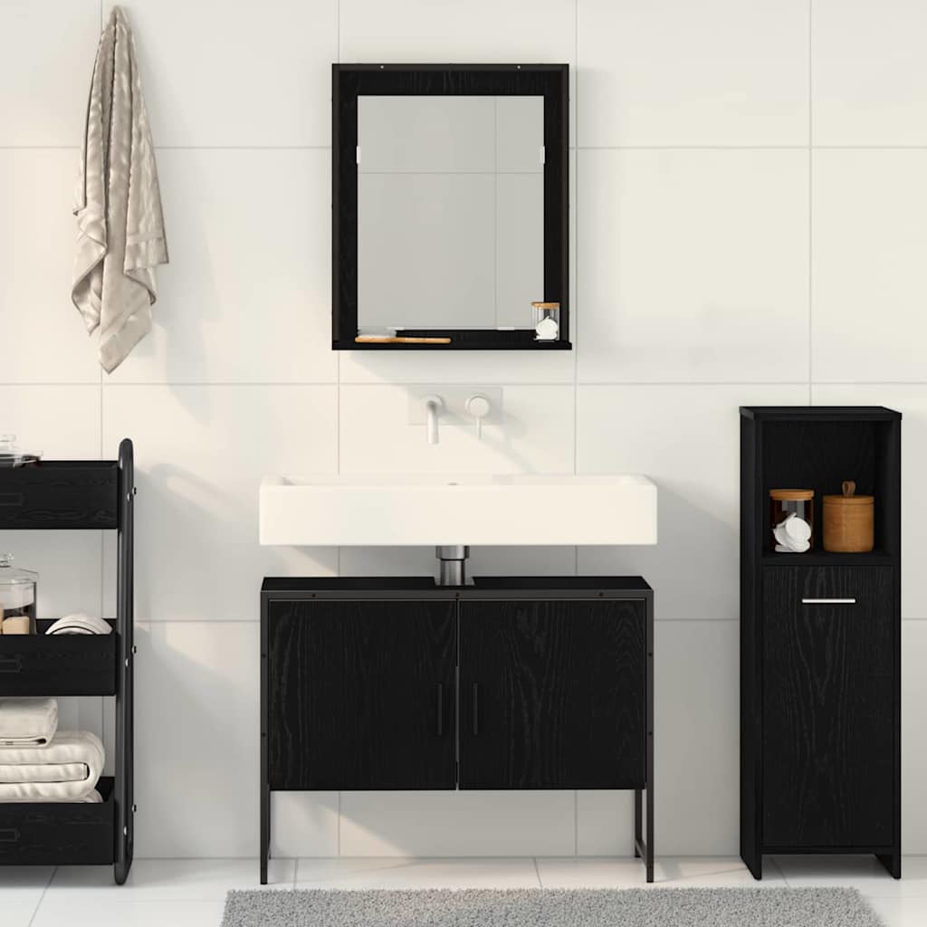 Bathroom Furniture Set with Storage 2 pcs Black 80 x 33 x 60 cm