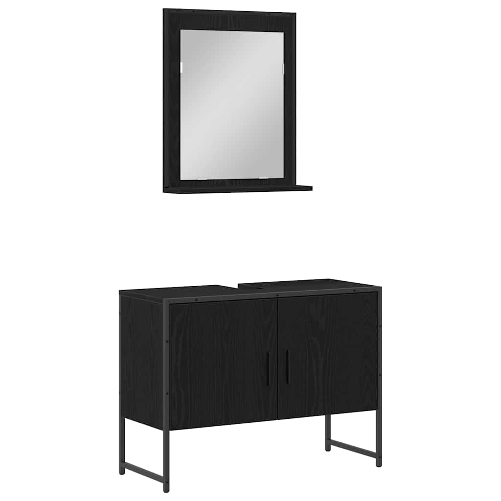 Bathroom Furniture Set with Storage 2 pcs Black 80 x 33 x 60 cm
