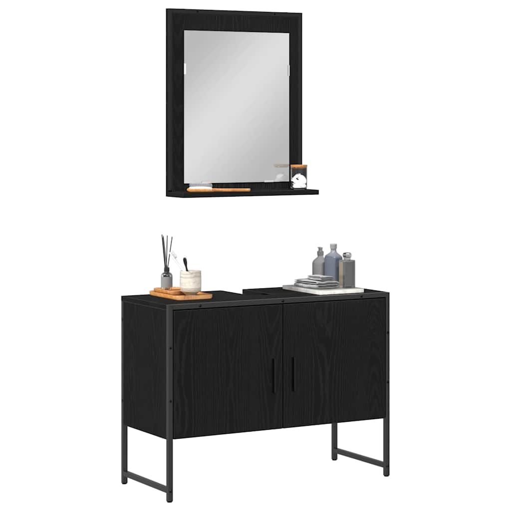 Bathroom Furniture Set with Storage 2 pcs Black 80 x 33 x 60 cm