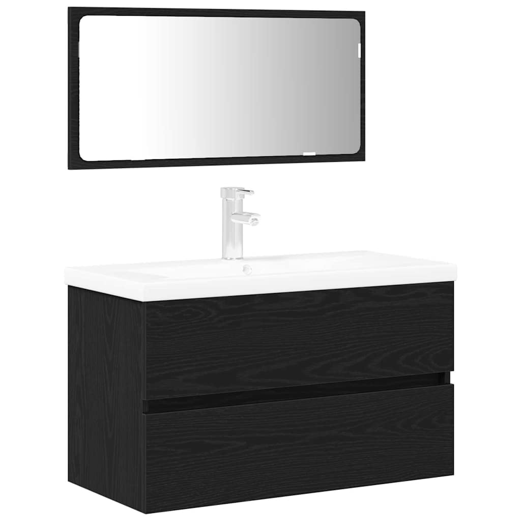 Bathroom Furniture Set 3 pcs Black oak 80 x 38.5 x 45 cm