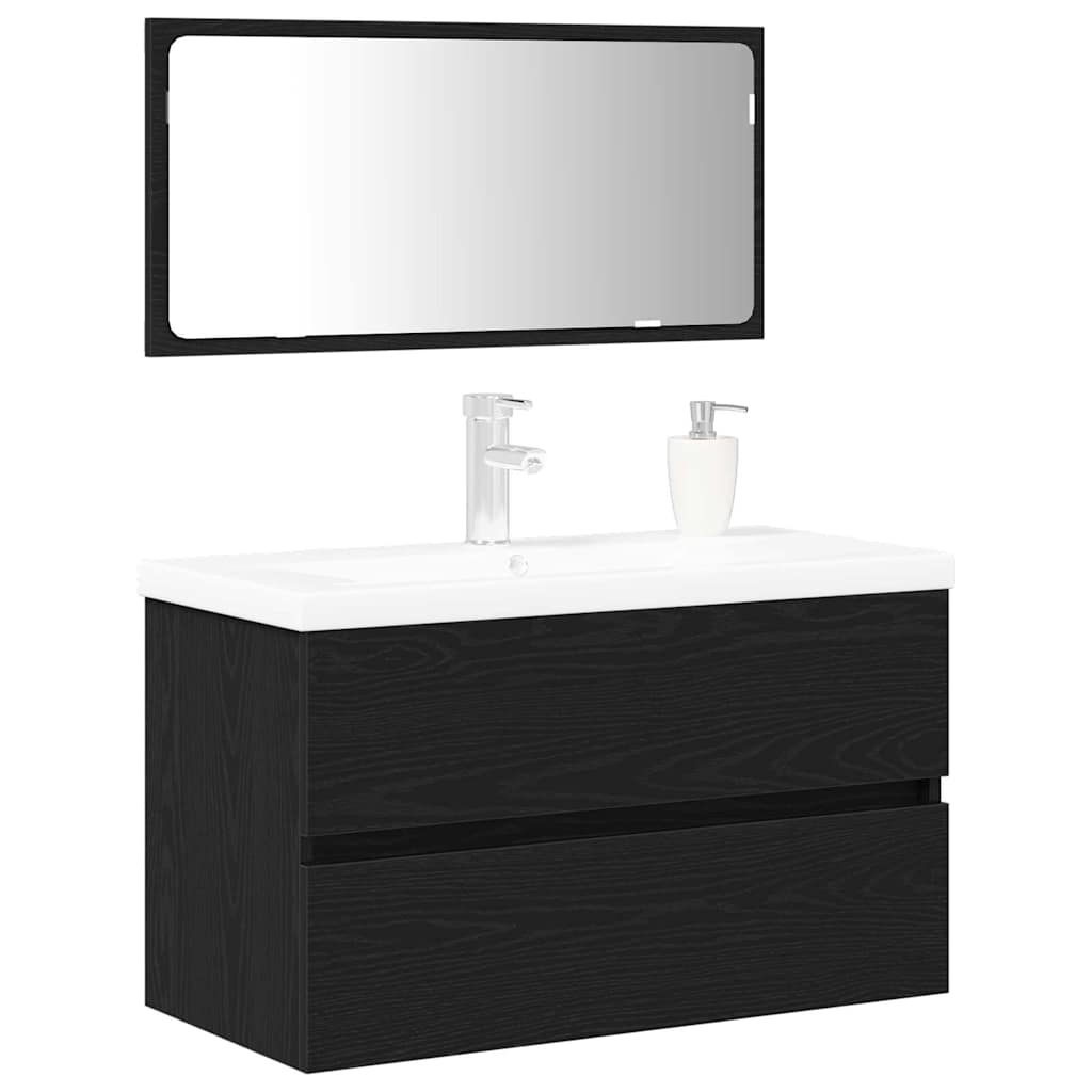 Bathroom Furniture Set 3 pcs Black oak 80 x 38.5 x 45 cm