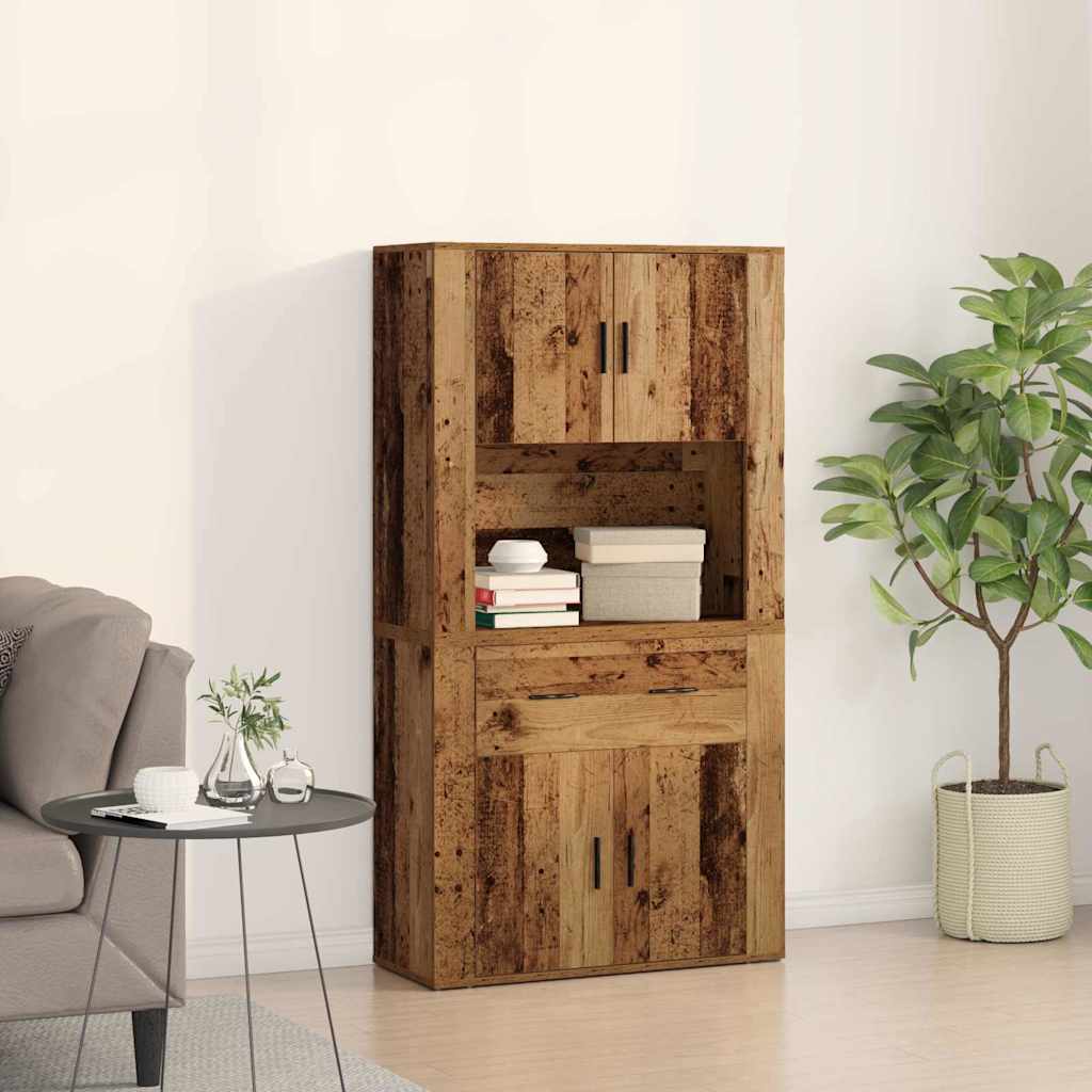 Highboard with Drawer Old wood 80 x 33 x 150 cm Engineered wood