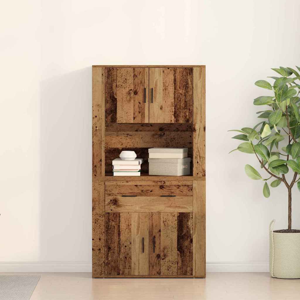 Highboard with Drawer Old wood 80 x 33 x 150 cm Engineered wood