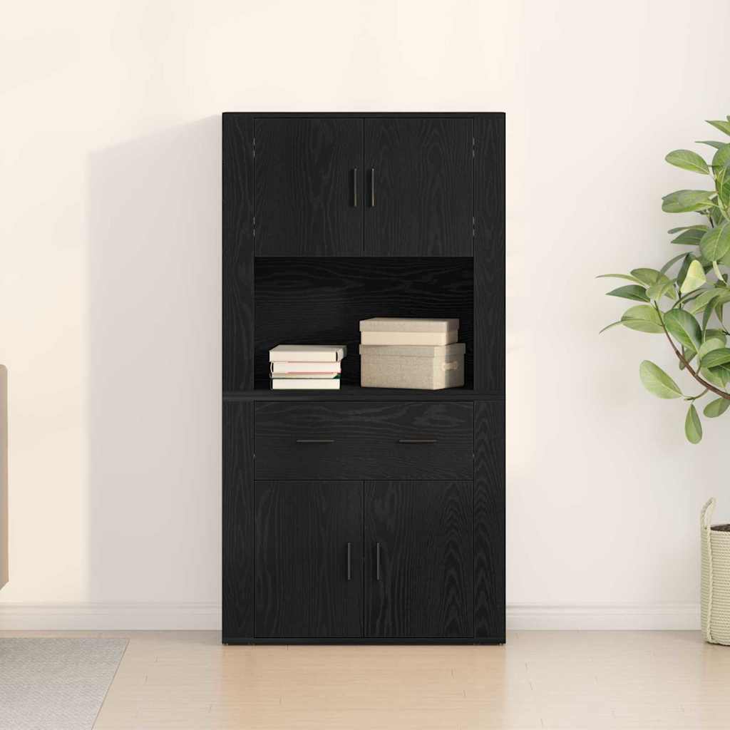 Highboard Black oak 80 x 33 x 150 cm Engineered wood
