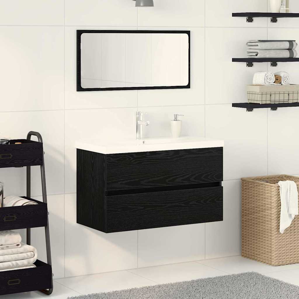 Bathroom Furniture Set 3 pcs Black oak 80 x 38.5 x 45 cm