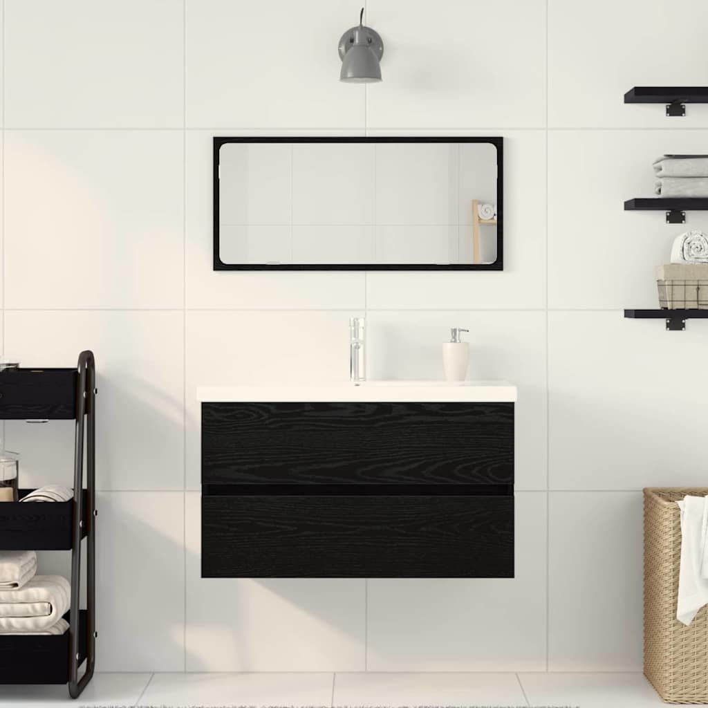 Bathroom Furniture Set 3 pcs Black oak 80 x 38.5 x 45 cm