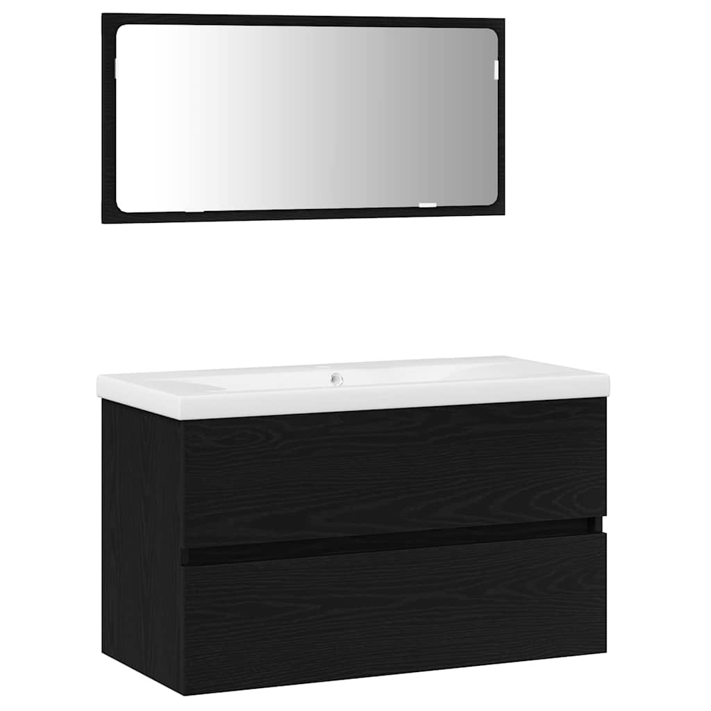 Bathroom Furniture Set 3 pcs Black oak 80 x 38.5 x 45 cm