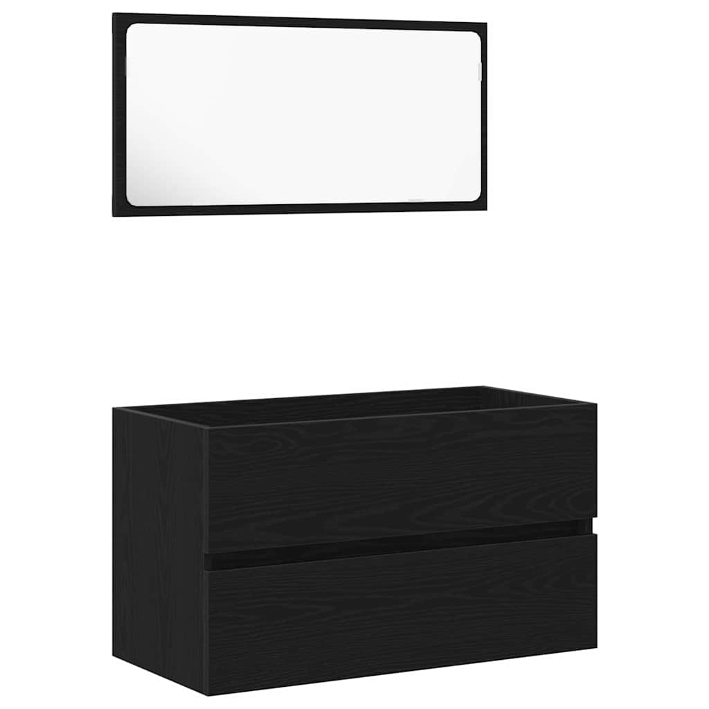 Bathroom Furniture Set 3 pcs Black oak 80 x 38.5 x 45 cm