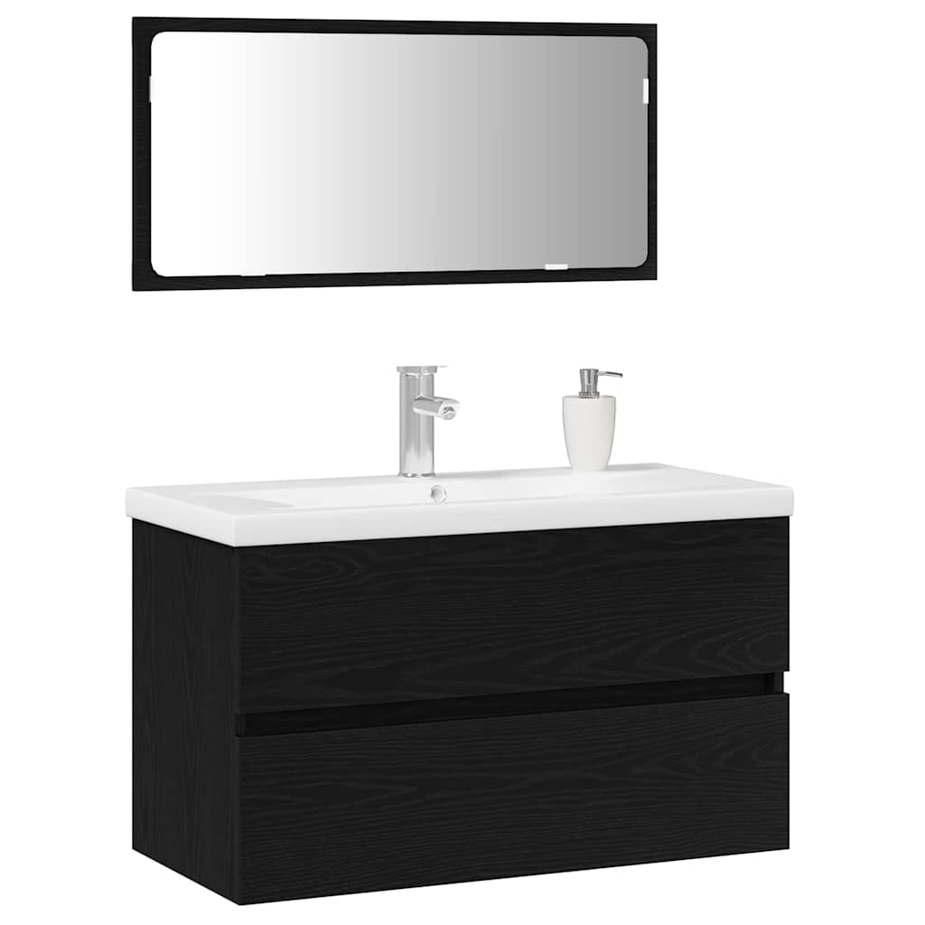 Bathroom Furniture Set 3 pcs Black oak 80 x 38.5 x 45 cm