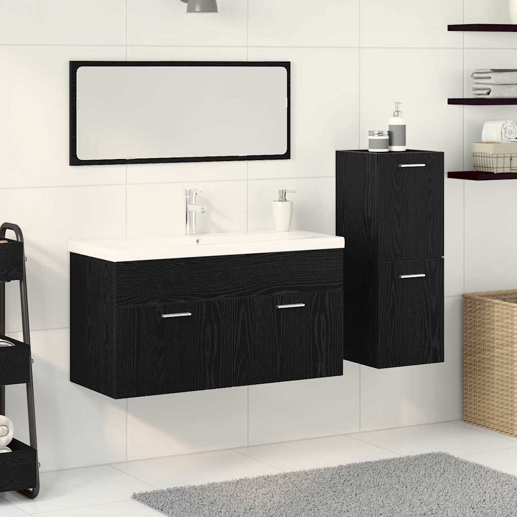 Bathroom Furniture Set 4 pcs Black Oak 90 x 38.5 x 50 cm
